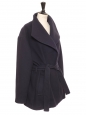 Navy blue wool belted short coat Retail price Size S