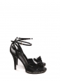 Black satin open toe heeled sandals with ankle strap with crystals Retail price €900 Size 36.5