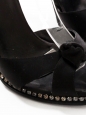 Black satin open toe heeled sandals with ankle strap with crystals Retail price €900 Size 36.5
