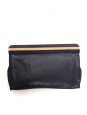 Midnight blue leather evening clutch with gold studs Retail price €950