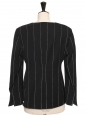 Black thin wool and white stripes cinched blazer jacket Retail price €1700 Size 38
