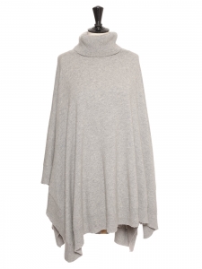 Grey cashmere wool knit poncho sweater Retail price €600