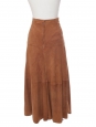High waist tan brown suede maxi skirt Retail price €2650 Size 34