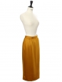 Bronze gold yellow satin fluid high waist midi skirt Size XS