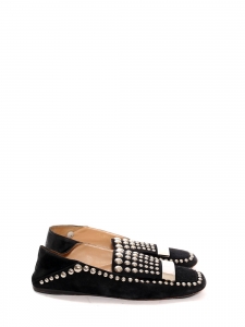 Chaussures plates loafers en suede noir et studs argent Prix boutique 550€ Taille 38