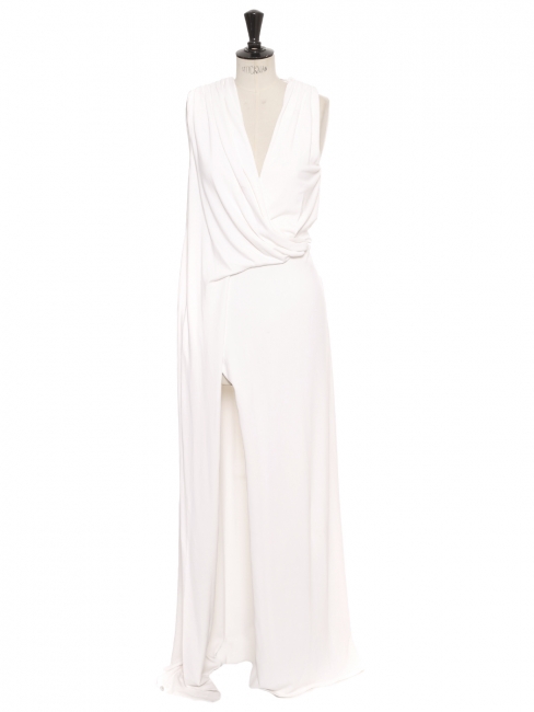 Robe de mariée longue Ibiza blanche drapée avec fente Prix boutique 1700€ Taille 36 à 38