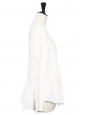 Top blouse en soie blanche manches longues col rond Prix boutique 550€ Taille 36/38