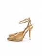 Gold python leather pointy toe pumps witt ankle strap NEW Retail price €550 Size 39