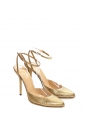 Gold python leather pointy toe pumps witt ankle strap NEW Retail price €550 Size 39