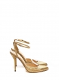 Gold python leather pointy toe pumps with ankle strap Retail price €800 Size 38