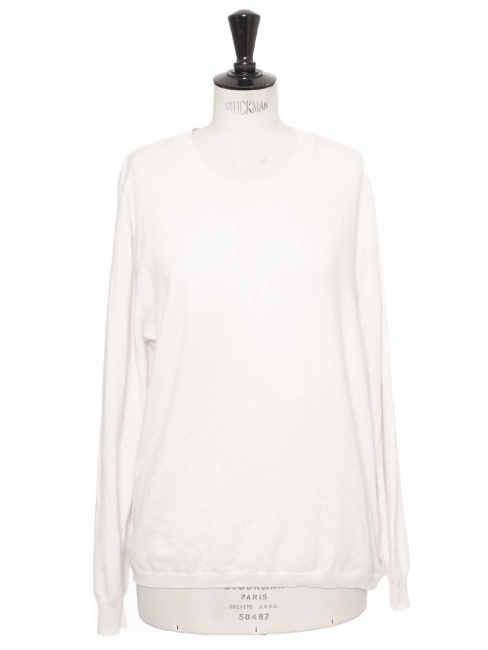 White cashmere and wool round neck sweater Retail price €250 Size L