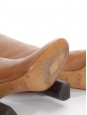 Bottes hautes à talon bois en cuir marron camel Prix boutique 1000€ Taille 36