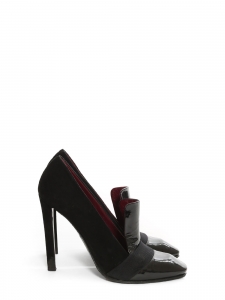 Black patent leather and gros grain square toe pumps Retail price €690 Size 39