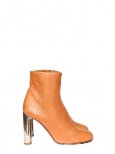 BAM BAM tan leather ankle boots silver heel Retail price €730 Size 39
