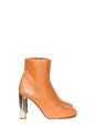 BAM BAM tan leather ankle boots silver heel Retail price €730 Size 38.5