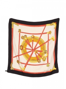 Canes printed in yellow, red, black and white silk twill square scarf Retail price €350 Size 86 x 86