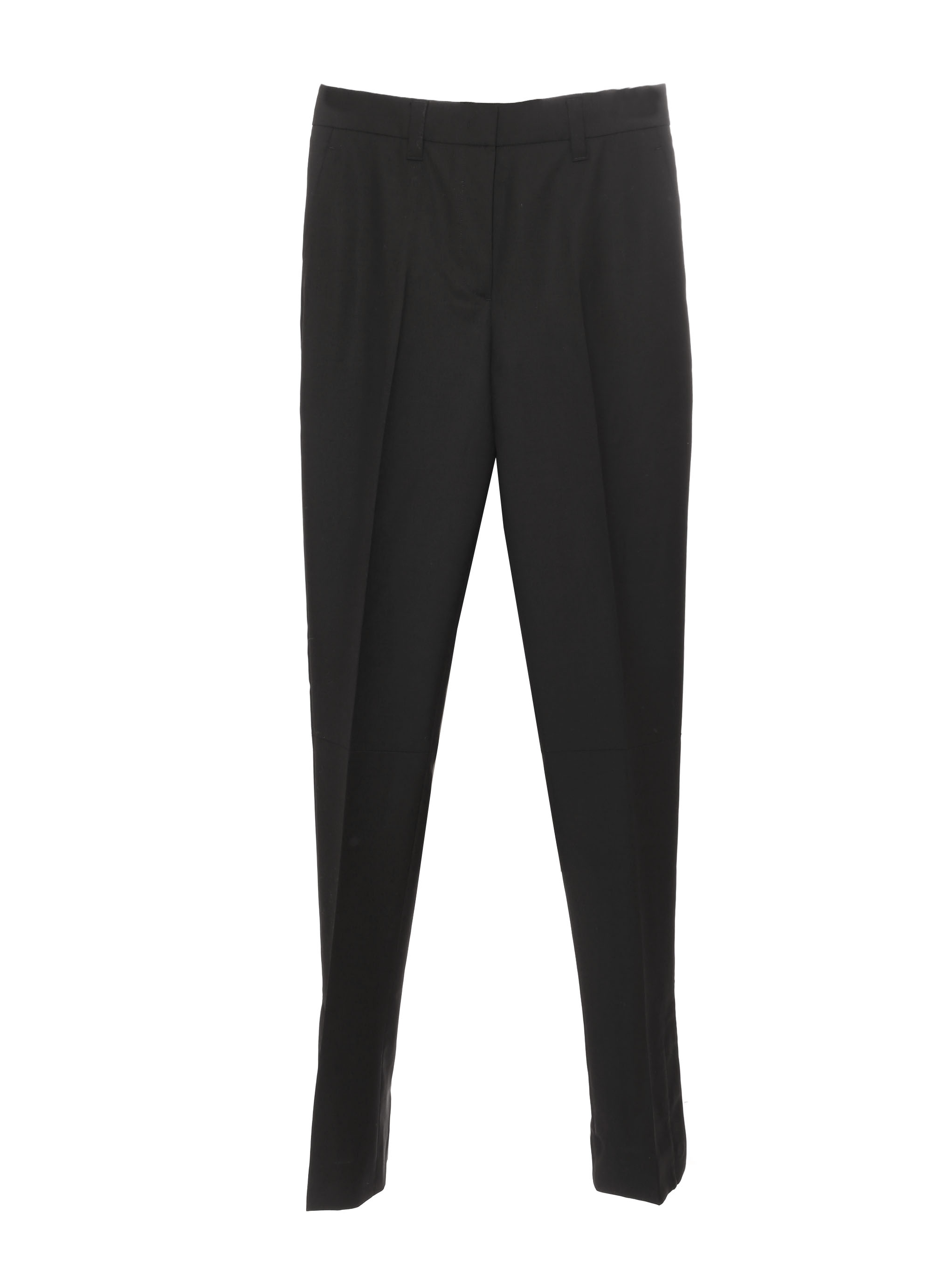 Boutique PRADA Black wool and mohair twill straight leg pants with ...