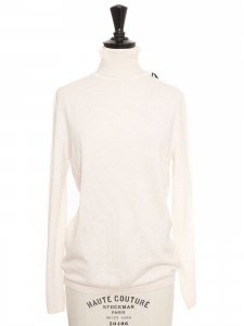 Ivory white fine wool turtleneck sweater Retail price €300 Size 36