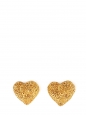 Gold-plated lace brass heart-shaped clip earrings