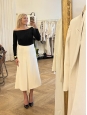 High waist white wool crêpe A-line midi skirt Retail price €400 Size 36