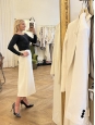 Jupe taille haute midi en laine blanc crème Prix boutique 700€ Taille 36