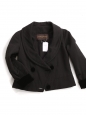 Black wool and silk plumetis cropped jacket with velvet buttons and cuffs Retail price €3500 Size 36