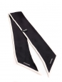 Black and cream white silk twill slim head scarf Retail price €270