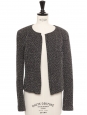 Veste tailleur en tweed de laine et alpaga noir et blanc boutons bijoux argent Prix boutique 4500€ Taille 36/38