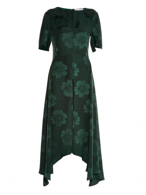 Robe Stoney Magnolia en jacquard de soie vert impérial Prix boutique 1345€ Taille 36/38