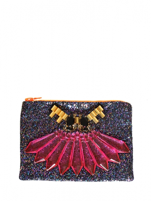 Neon glitter embellished clutch NEW Retail price €525