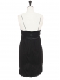 Mini robe en soie noire et satin à fines bretelles Prix boutique 800€ Taille 36
