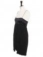 Black satin and silk mini dress with thin straps Retail price €800 Size 36