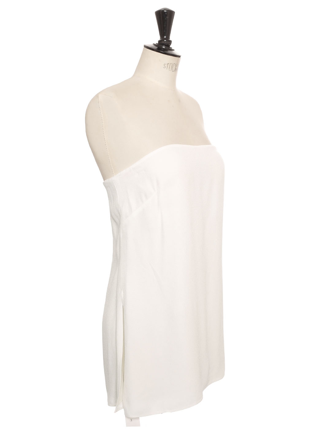 Boutique ADAM LIPPES White silk crepe strapless top Retail price $620 Size  36