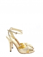 Gold leather heel sandals with ankle strap NEW Retail price €500 Size 40
