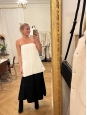 White silk crepe strapless top Retail price $620 Size 36