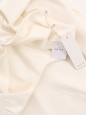 Pleated white crepe round neck sleeveless top Retail price $620 Size 36