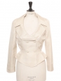 Tailleur veste blazer jupe en soie beige crème Taille XXS