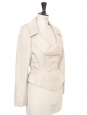 Tailleur veste blazer jupe en soie beige crème Taille XXS