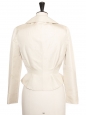 Tailleur veste blazer jupe en soie beige crème Taille XXS