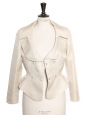 Tailleur veste blazer jupe en soie beige crème Taille XXS