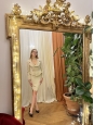 Tailleur veste blazer jupe en soie beige crème Taille XXS