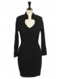 LAMONTA Black long sleeves hear shape neckline cocktail dress Size 34/36