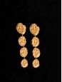 Gold plated brass petals long clip earrings