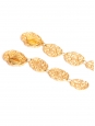 Gold plated brass petals long clip earrings