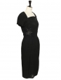 Robe années 40 cintrée mi-longue en soie noire brodée de cristaux Swarovski Prix boutique 2400€ Taille 36