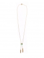 Collier Feather chaîne fine en vermeil dorée et pendentif plumes et perles vert et turquoise Prix boutique 160€
