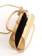 Gold metallic leather handbag with long strap