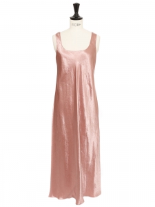 Robe longue slip dress à larges bretelles en satin rose poudre Prix boutique $345 Taille XS
