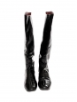 Flat black patent leather boots with square toe Retail price €1300 Size 38.5