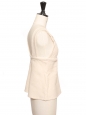 Cream white wool v neck large straps top Retail price €2100 Size XS